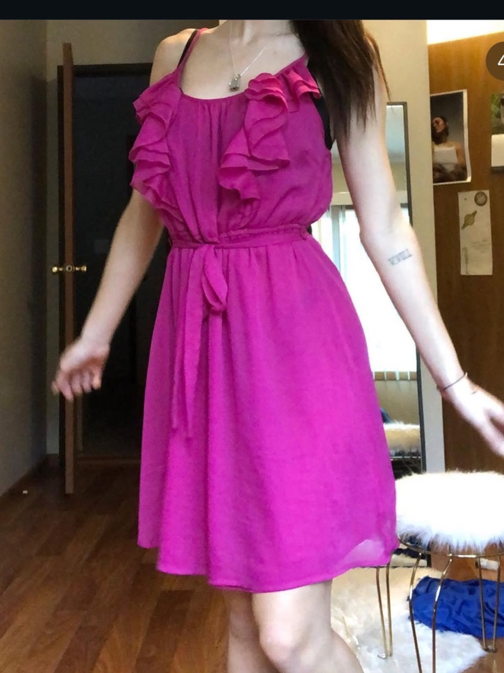 purple dress / Old Navy Fuchsia Ruffle Mini Dress